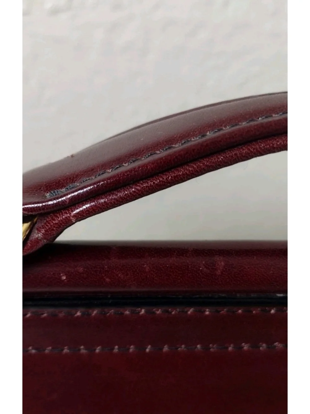 Classic Burgundy Leather Briefcase with Gold Hardware